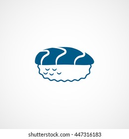 Sushi Nigiri Blue Flat Icon On White Background