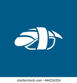 Sushi Nigiri Flat Icon On Blue Background