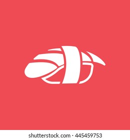 Sushi Nigiri Flat Icon On Red Background
