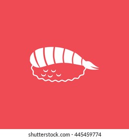Sushi Nigiri Flat Icon On Red Background