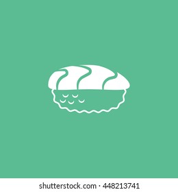 Sushi Nigiri Flat Icon On Green Background