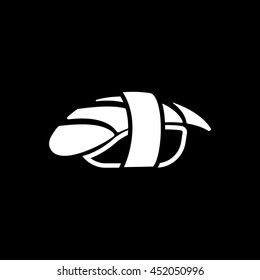 Sushi Nigiri Flat Icon On Black Background