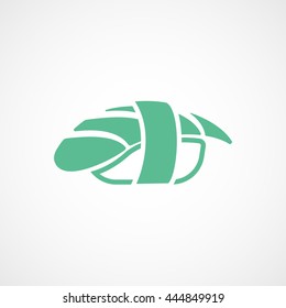 Sushi Nigiri Green Flat Icon On White Background