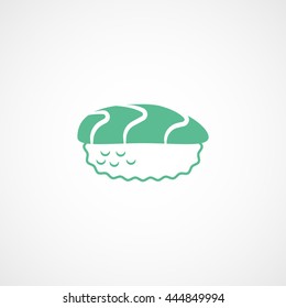 Sushi Nigiri Green Flat Icon On White Background