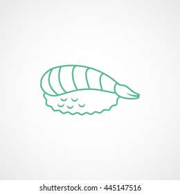 Sushi Nigiri Green Line Icon On White Background