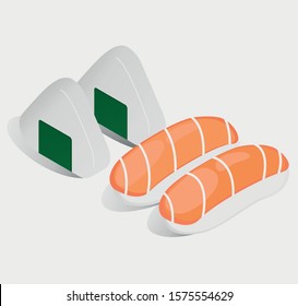 Sushi and nigiri isometric vector