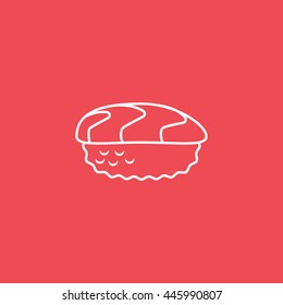 Sushi Nigiri Line Icon On Red Background