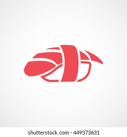 Sushi Nigiri Red Flat Icon On White Background