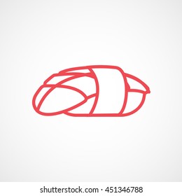 Sushi Nigiri Red Line Icon On White Background