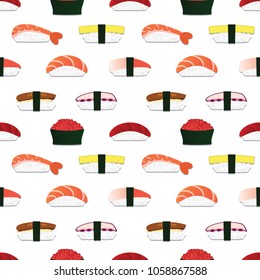 Sushi nigiri sin fisuras. Vector.