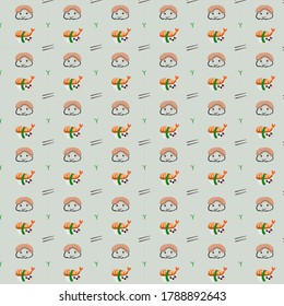 Sushi nigiri seamless pattern. Vector.