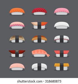 Sushi nigiri set, flat style