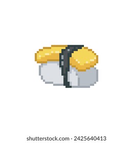 Sushi nigiri tamago, arte pixel comida