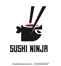 design de logotipo minimalista plano sushi ninja