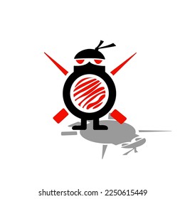 Sushi Ninja. Logo for Asian restaurants. Healthy Food.