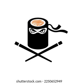 Sushi Ninja. Logo for Asian restaurants. Healthy Food.