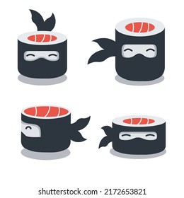 Sushi Ninja Logo Template Design Vector, Emblem, Design Concept, Creative Symbol, Icon