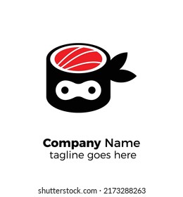 sushi ninja simple logo vector illustration design template
