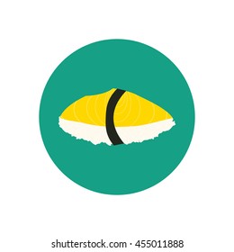 Sushi with oily fish. Japanese cuisine. Vector illustration
