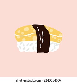 sushi con tortilla. ilustración vectorial dibujada a mano en estilo plano