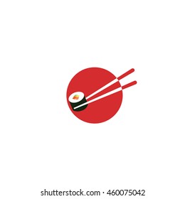Sushi on Japan flag illustration isolated in a white background