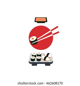 Sushi on Japan flag illustration isolated in a white background