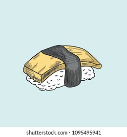  Sushi on pastel background.