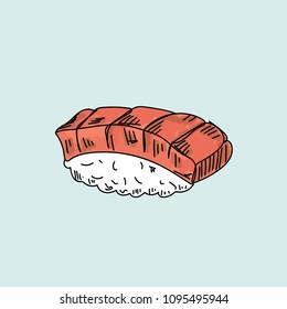  Sushi on pastel background.