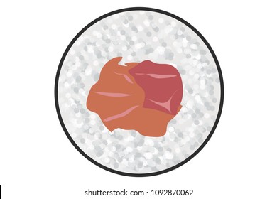 Sushi on white background.