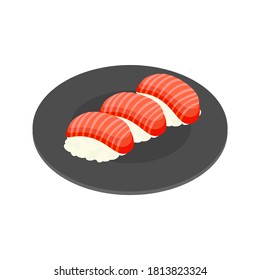 Sushi on white background vector illustration. Cute cartoon food.