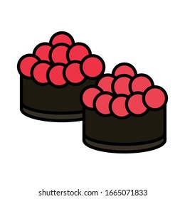 Sushi-orientalisches Menü rohe Kaviar-Vektorillustration Illustration und Füllstil-Symbol
