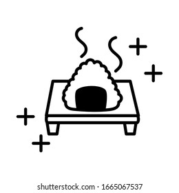 sushi oriental menu wrapped rice in board vector illustration line style icon