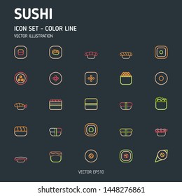 Sushi Outline icons. Simple set of sushi vector outline icon. Japan food, Vector icon.