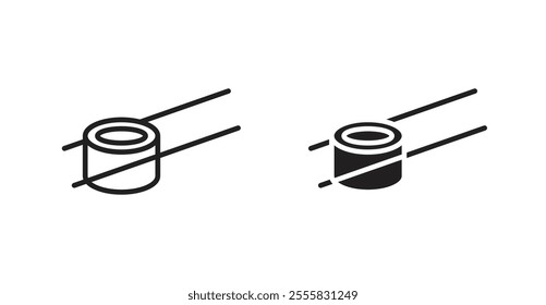 Sushi outlined and solid icon vector collection.