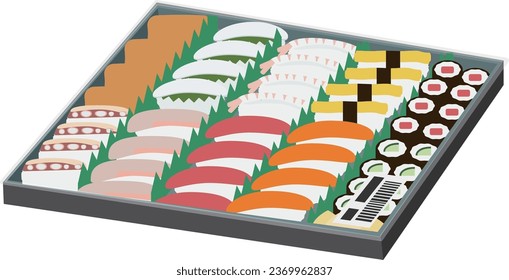 A lot of sushi in a pack