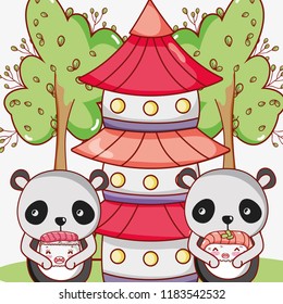 Sushi and pandas kawaii
