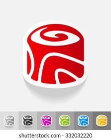 sushi paper sticker with shadow. Vector illustration