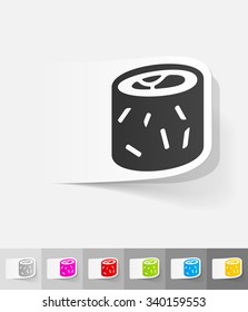 sushi paper sticker with shadow. Vector illustration