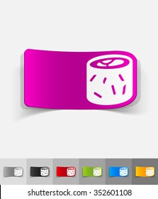 sushi paper sticker with shadow. Vector illustration