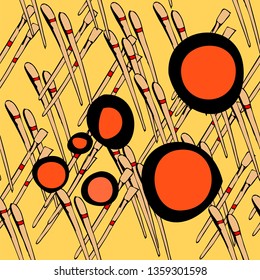 Sushi pattern background. Hand drawn various sushi vector set. All elements are isolated. Sketchy style illustration for wallpaper, menu, postcard, flyer, cafe.