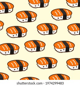 Sushi Pattern Background. Japanese Food Vector Illustration.