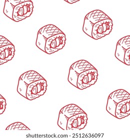 sushi pattern background. Japanese food seamless pattern background. sushi seamless pattern background. doodle sushi pattern background.