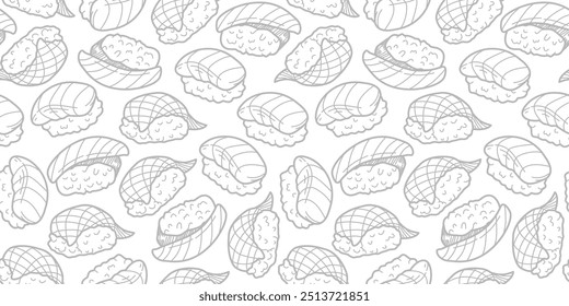 sushi pattern background. Japanese food seamless pattern background. sushi seamless pattern background. doodle sushi pattern background.	