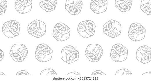 sushi pattern background. Japanese food seamless pattern background. sushi seamless pattern background. doodle sushi pattern background.