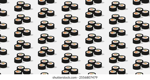 sushi pattern background. Japanese food seamless pattern on white background.