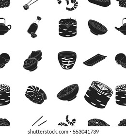 Sushi pattern icons in black style. Big collection of sushi vector symbol stock illustration