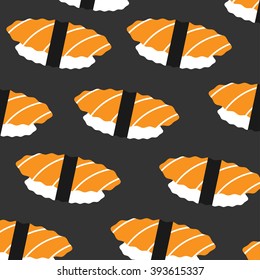 sushi pattern on dark background flat style. fast food. japanese cuisine