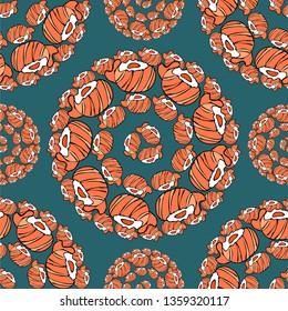 Sushi pattern ornament.  Hand drawn vector background. Sketchy style illustration for wallpaper, menu, postcard, flyer, cafe.