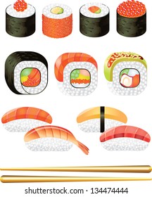 sushi photo-realistic vector set