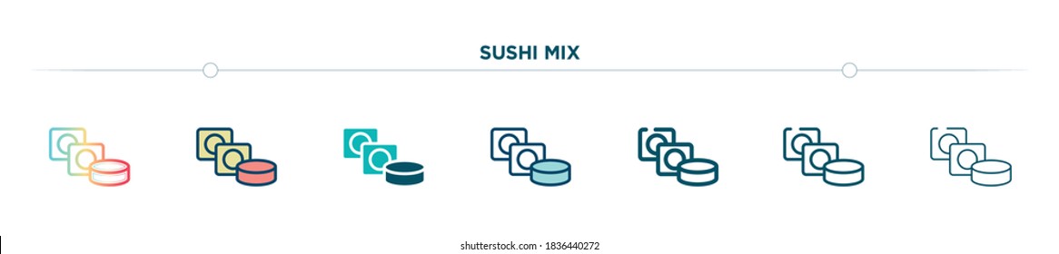 sushi piece icon designed in gradient, filled, two color, thin line and outline style. vector illustration of sushi piece vector icons. can be used for mobile, ui, web
